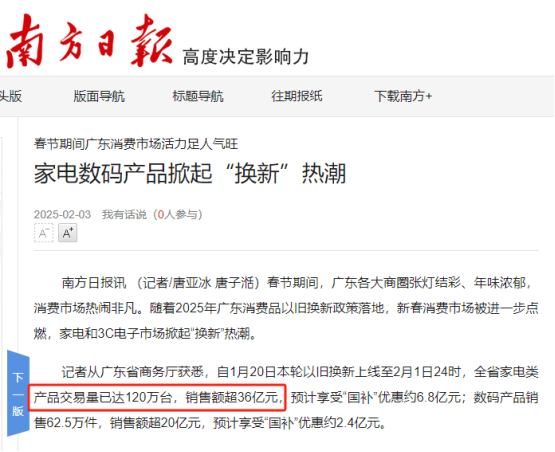 电已卖爆：全省卖出120万销售额超36亿元j9九游会真人第一品牌国补撞上春节广东家(图8)